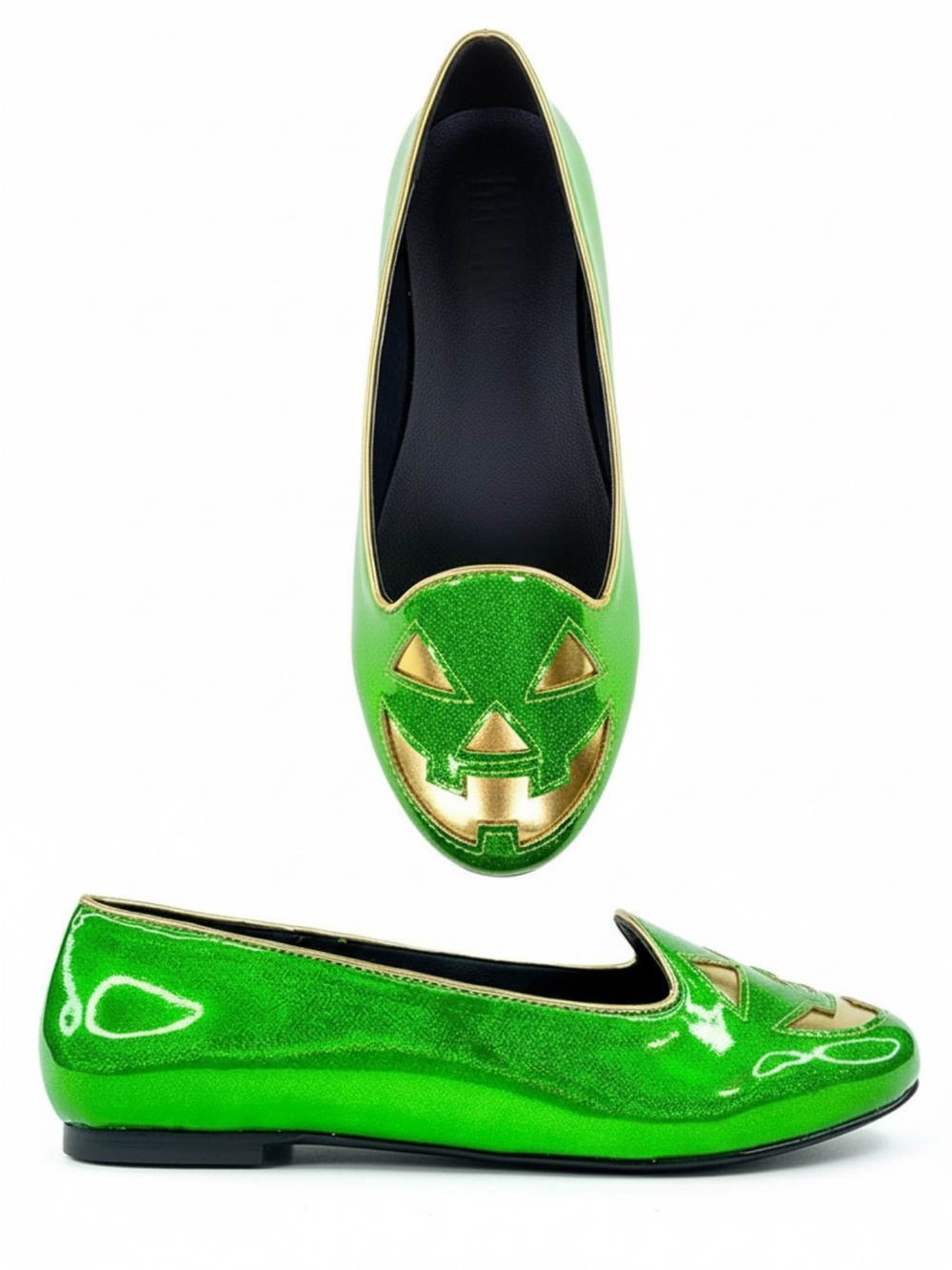 Green/Gold Holo Jack-O-Lantern Flats size 8